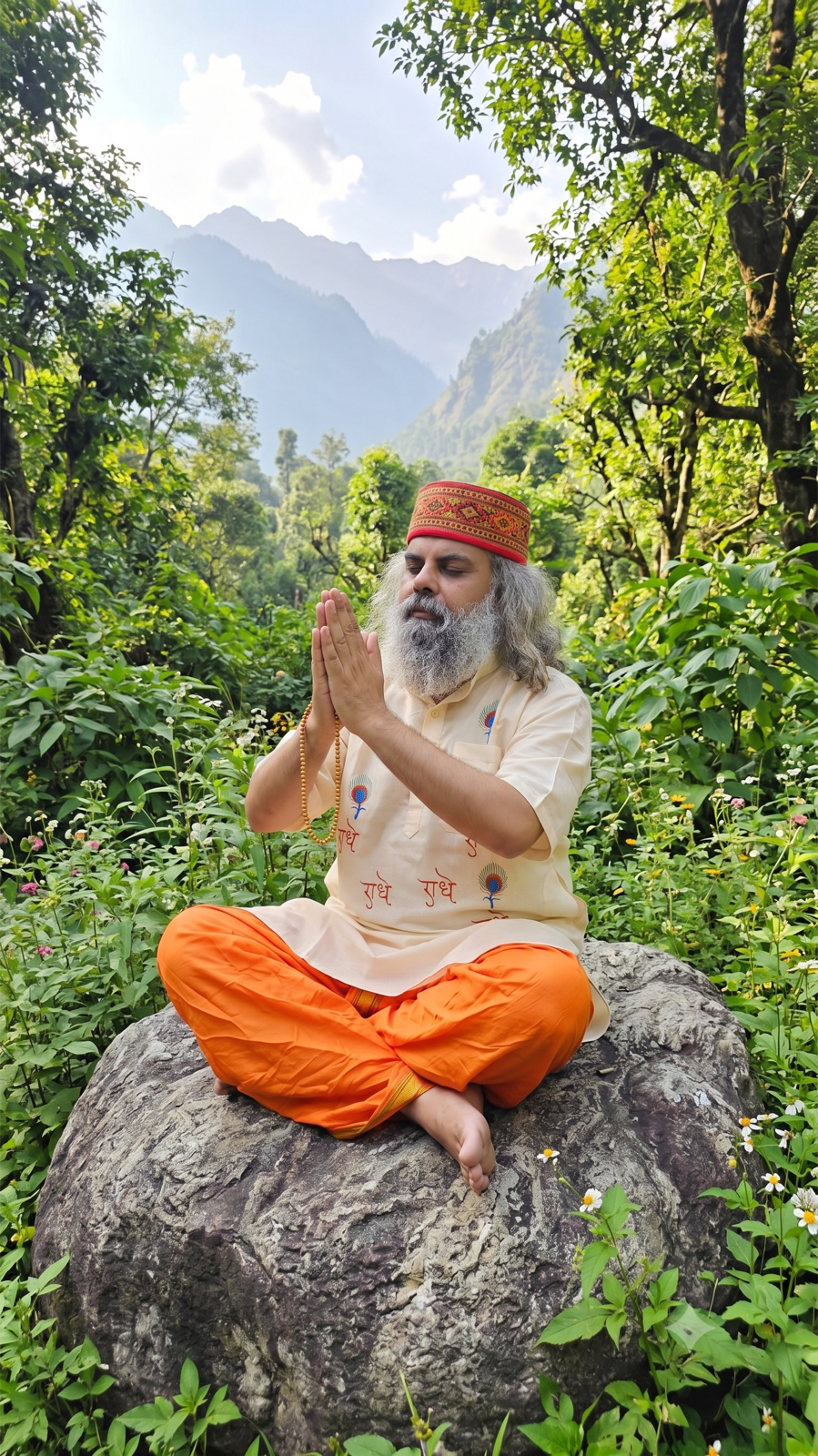 Vaidh Jitender Bharti in morning meditation at the ashram